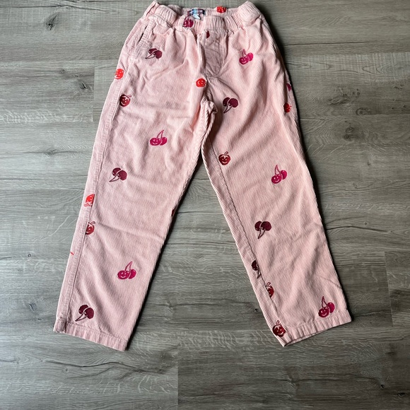 Pink Corduroy Pants with Cherry Print - Picture 3 of 11